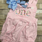 First Birthday Outfit, Girls First Birthday Sunsuit, Girls Ruffle Romper with Floral ONE, Personalized Birthday Bubble, Ruffle Romper