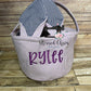 Embroidered Easter Bunny Basket, Custom Easter Basket, Personalized Easter Basket, Seersucker Basket, Personalized Seersucker Tote Bags