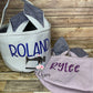 Embroidered Easter Bunny Basket, Custom Easter Basket, Personalized Easter Basket, Seersucker Basket, Personalized Seersucker Tote Bags