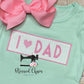 I Love Dad Girls Ruffle Shirt, Girls Father's Day Outfit, I Love Dad Outfit, Faux Smock I Love Dad Shirt, New Dad Shirt