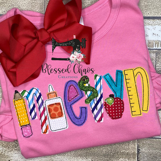 Girls Back to School Name Shirt, Back to School Shirt, Back To School Outfit, Personalized School Shirt, Girls School Shirt
