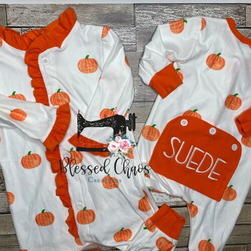 Kids Pumpkin Buttflap Pajamas, Monogrammed Fall Pajamas for Kids, Kids Fall Buttflap Pajamas, Kids Pumpkin PJs, Personalized Pumpkin Jammies