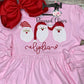 Personalized Santa Trio Appliqué Shirt, Tunic, Santa Christmas Shirt, Santa Trio Tunic, Christmas Outfit, Matching Red Ruffle Leggings